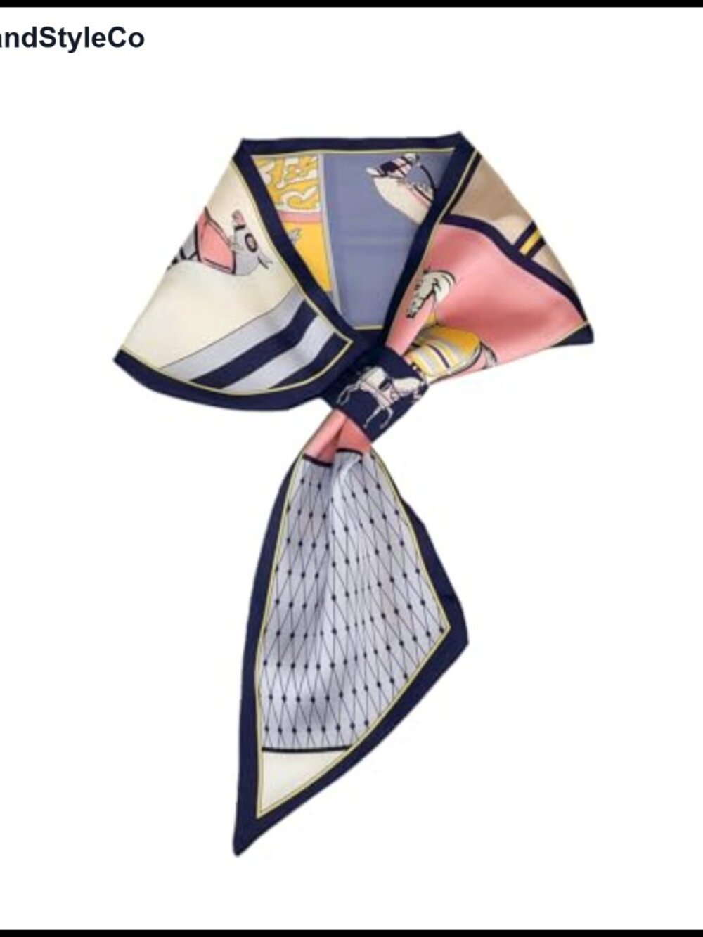 Silky Polyester Satin Neck Scarf Women Pull Through Hair Handbag